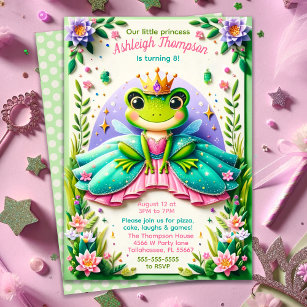 Girly Fairy Tale Frog Princess Birthday Party Einladung