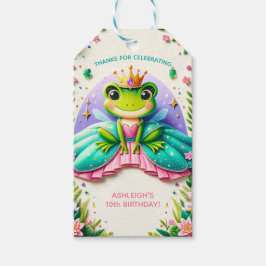 Girly Fairy Tale Frog Princess Birthday Party Geschenkanhänger