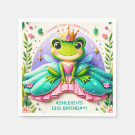 Girly Fairy Tale Frog Princess Birthday Party Serviette