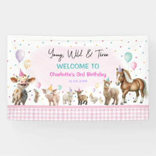 Girly Farm Animes   Young Wild & Three Birthday Banner