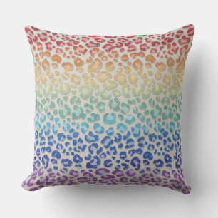Girly Faux Glitter Regenbogen-Leopardenprint Kissen