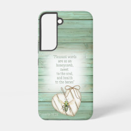 Girly Faux Green Wood Heart Watercolor Bee Faith Samsung Galaxy Hülle