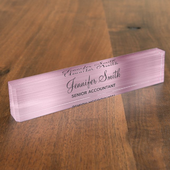 Girly Faux Hellrosa Folie Namensplakette (Seite)