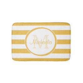 Girly feste gelbe Streifen mit mit Monogramm Namen Badematte