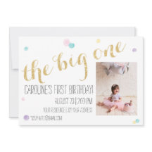 Girly First Birthday Einladung - Glitzer Gold