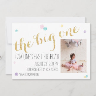 Girly First Birthday Einladung - Glitzer Gold