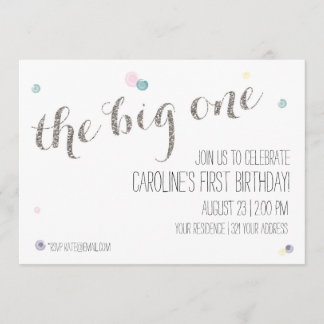 Girly First Birthday Einladung - Silber