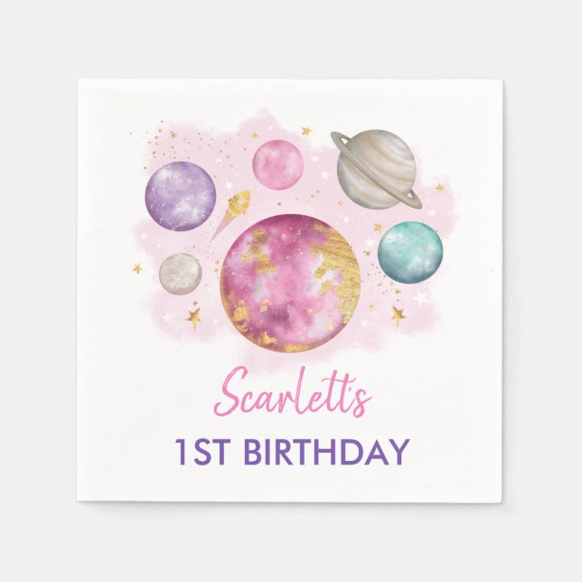 Girly First Trip rund um die Sun Birthday Party Serviette (Vorderseite)