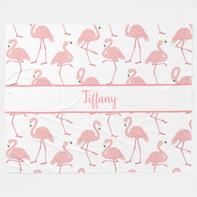 Girly Flamingos Fleecedecke (Vorderseite (Horizontal))