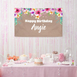 Girly floral craft party banner backdrop 