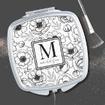Girly Floral Monogram Taschenspiegel<br><div class="desc">Mit diesem eleganten Kompaktspiegel, mit einem personalisierten Monogramm und einem gerahmten Namen in elegantem quadratischem Detail, fügen Sie Ihrem Alltag eine Touch der Eleganz hinzu. Die Außenfassade des Spiegels zeigt ein wunderschönes botanisches Blumenmuster, das Ihnen ein Gefühl von Natur und Feder in Ihr Accessoire bringt. Die ausgeklügelte Mischung aus feinem...</div>