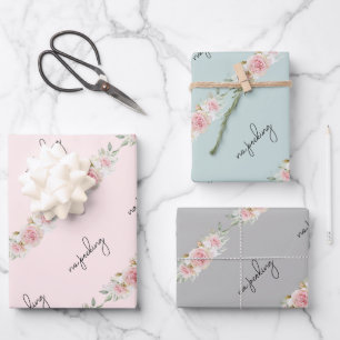 Girly Floral No Peeking Festival Geschenkpapier Set