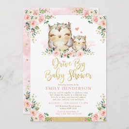 Girly Floral Owl Drive by Baby ShowQuarantäne Einladung