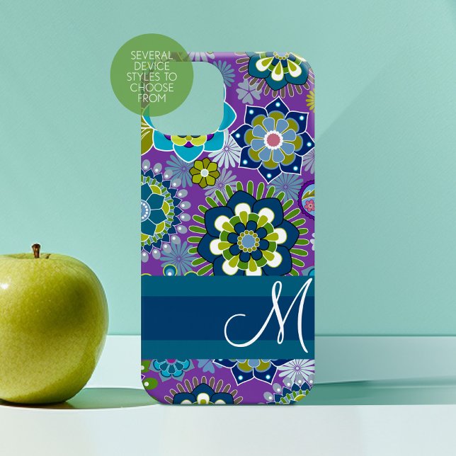 Girly Floral Pattern mit Monogramm Case-Mate iPhone Hülle (Personalized Phone Case with Custom Monogram)