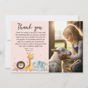 Girly Foto Party Wilde Tiere Geburtstag Dankeskarte