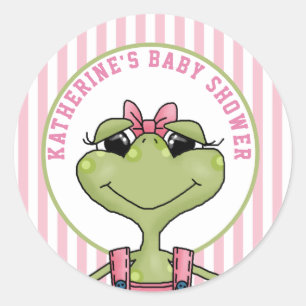 Girly Frog Baby Shower Runder Aufkleber