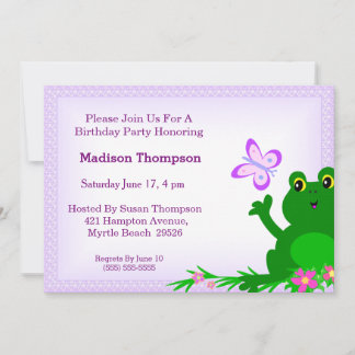 Girly Frog Geburtstagsparty Einladung