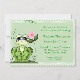Girly Frog Geburtstagsparty Einladung