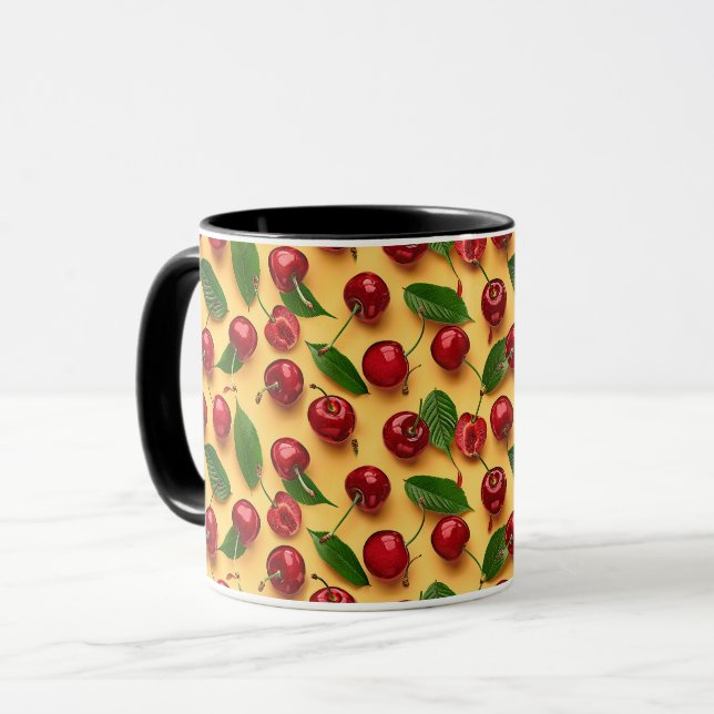 Girly Fruit Hübsch Summer Cherry Muster Tasse (Vorderseite Links)