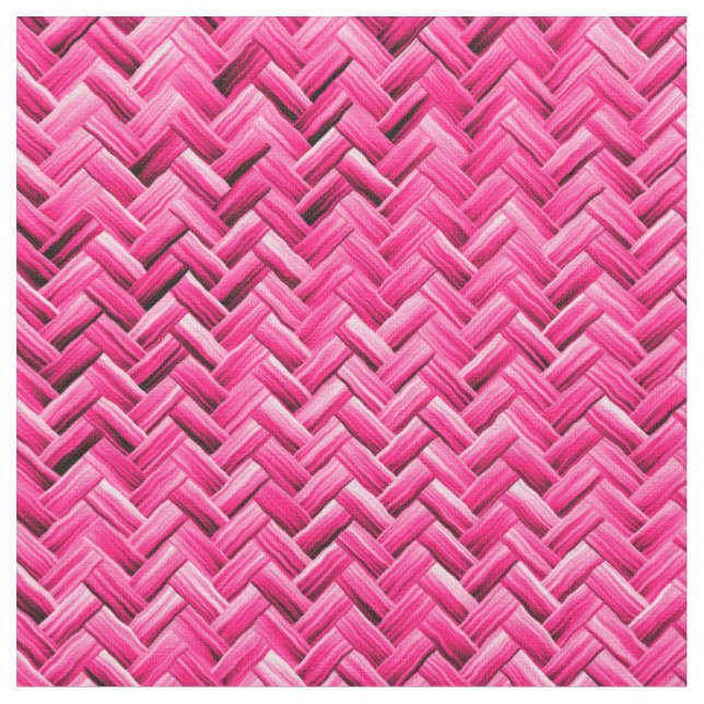 Girly Fuchsia Graphical Geometric Basket Weave Stoff (Nahaufnahme)