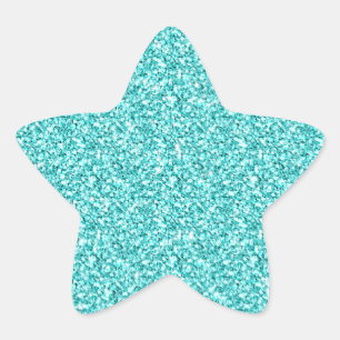 Girly, Fun Aqua Blue Glitter Printed Stern-Aufkleber