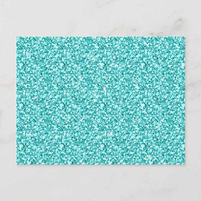 Girly, Fun Aqua Blue Glitzer gedruckt Postkarte (Vorderseite)