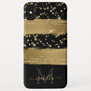 Girly Fun Black Gold Glitzer Script Mit Monogramm Case-Mate iPhone Hülle