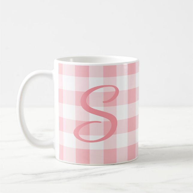 Girly Fun Pink Erste Tasse | Pink-Karo-Muster (Links)