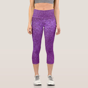 Girly Funkelnd Royal Lila Glitzer Capri Leggings