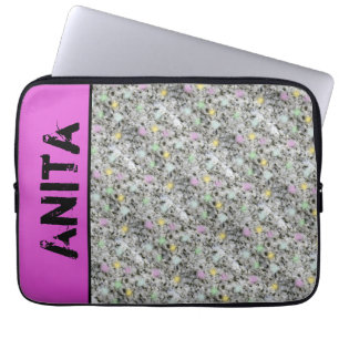 Girly Geology Granite Pastel Dots any name Pink Laptopschutzhülle