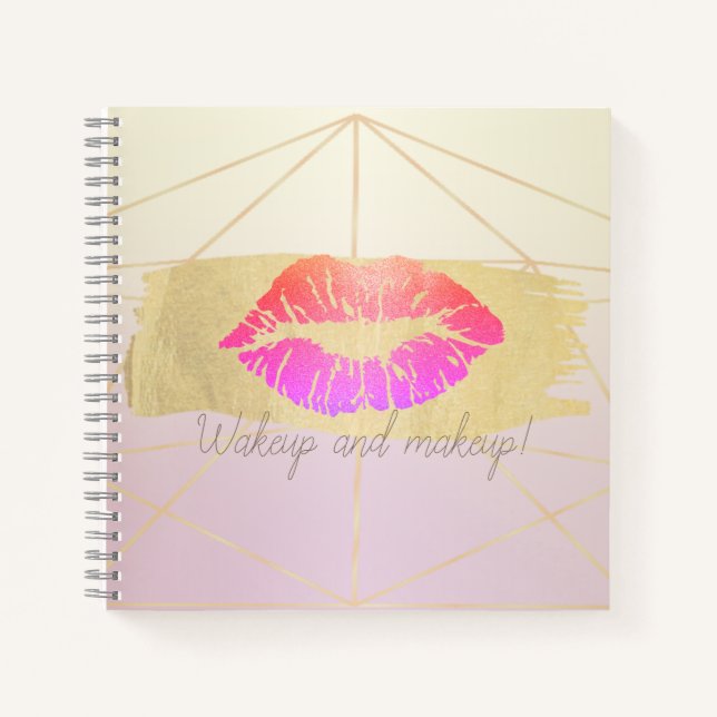 Girly Geometric, Goldrausch Stroke, Glitterlips Notizbuch (Vorderseite)