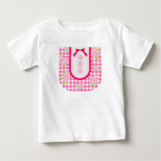 Girly gingham check pattern with cute ribbon baby t-shirt