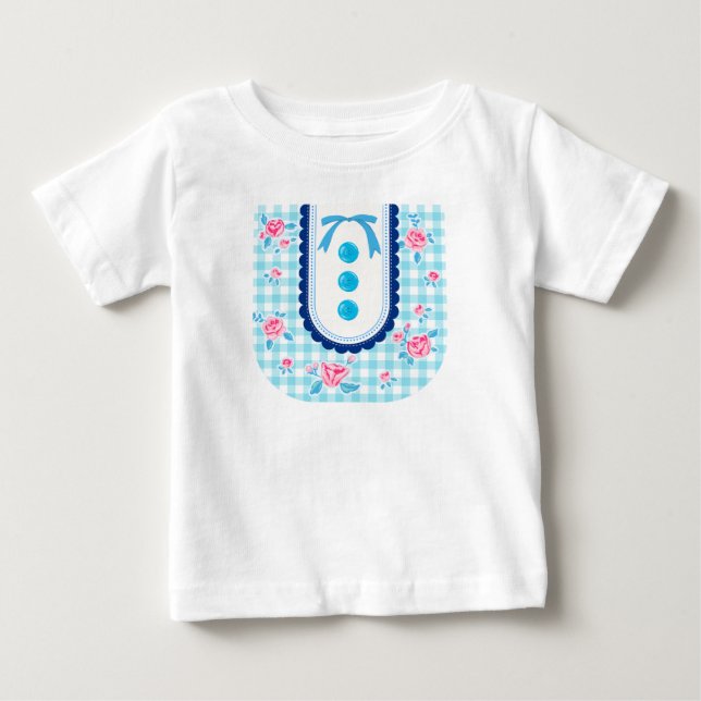 Girly gingham check pattern with cute ribbon baby t-shirt (Vorderseite)
