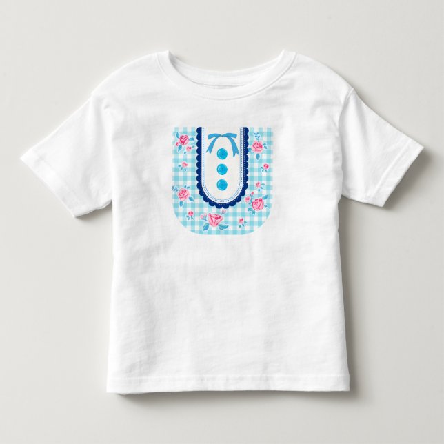 Girly gingham check pattern with cute ribbon kleinkind t-shirt (Vorderseite)