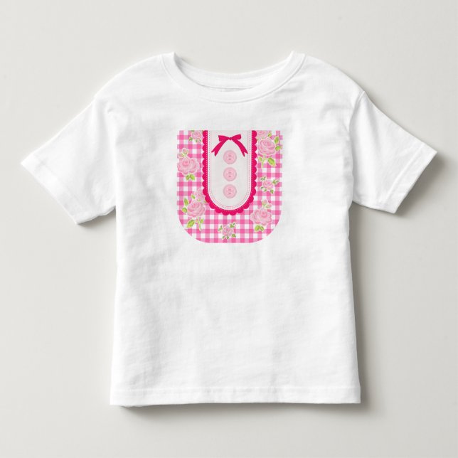 Girly gingham check pattern with cute ribbon kleinkind t-shirt (Vorderseite)