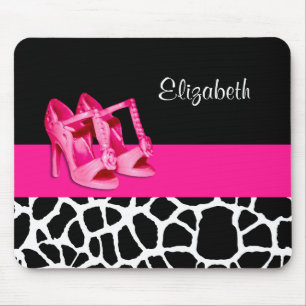 Girly Giraffen-Druck-niedliche rosa Schuhe mit Mousepad