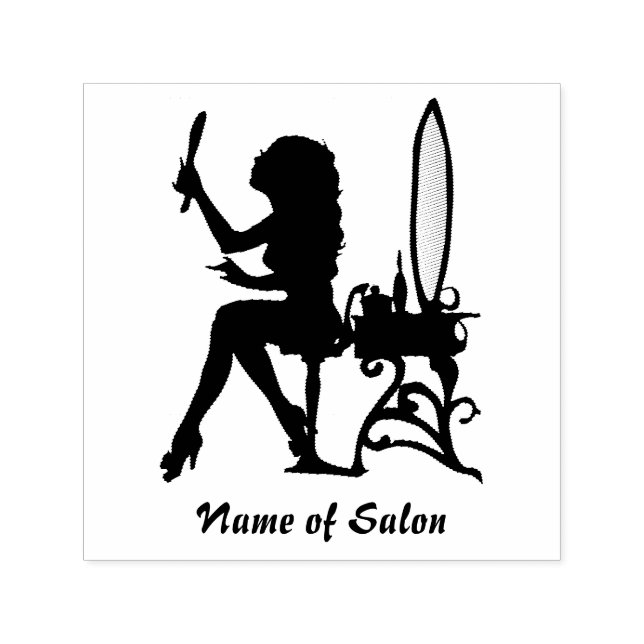 Girly Girl Silhouette Hair and Beauty Salon Permastempel (Design)