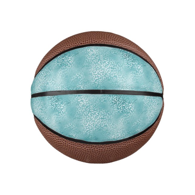 Girly Glam Aqua Leopard Print Mini Basketball (Vorderseite)