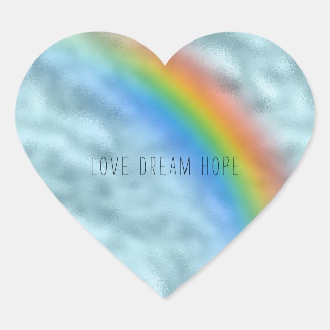 Girly Glam Aqua Rainbow Herz-Aufkleber (Vorderseite)