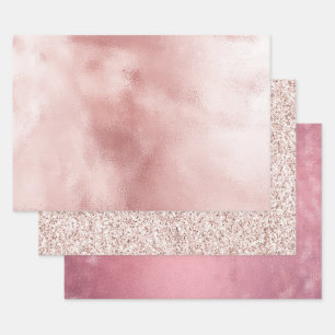 Girly Glam Blush Pink Geburtstag Geschenkpapier Set