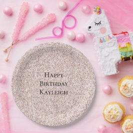 Girly Glam Blush Pink Glitzer Geburtstag Pappteller