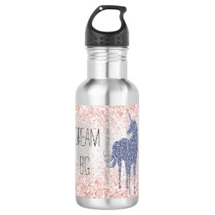 Girly Glam Blush Pink Lila Einhorn Glitzer Edelstahlflasche