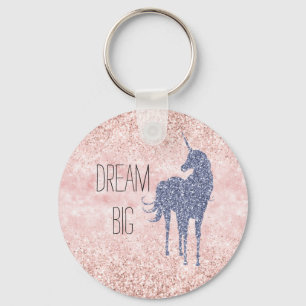 Girly Glam Blush Pink Lila Einhorn Glitzer Schlüsselanhänger