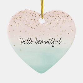 Girly Glam Blush Pink Mint Gold Sparkle Confetti Keramik Ornament