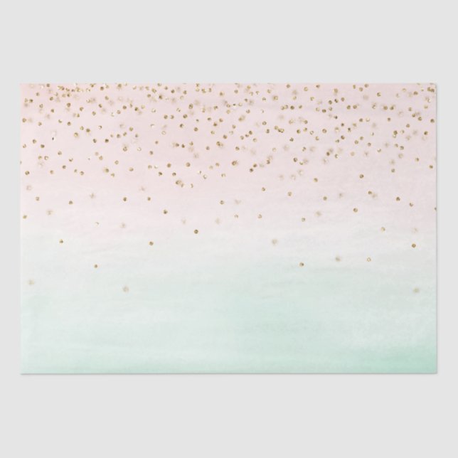 Girly Glam Blush Pink Mint Gold Sparkle Confetti Seidenpapier (Vorderseite)
