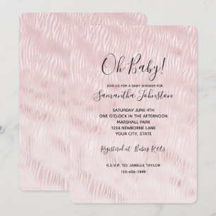Girly Glam Blush Pink Zebra Print Einladung