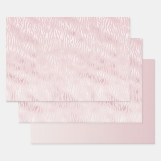 Girly Glam Blush Pink Zebra Print Geschenkpapier Set (Set)