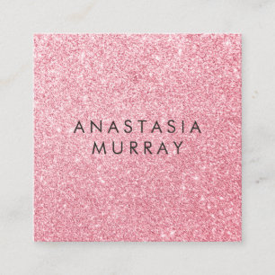 Girly & Glam Blush Rosa Roségold Glitter Funkeln Quadratische Visitenkarte