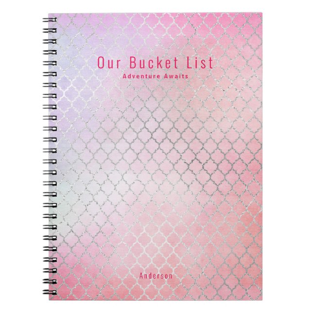 Girly Glam BUCKET LIST Pink Glitzer Custom Notizblock (Vorderseite)