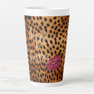 Girly Glam Cheetah Leopard Hugs & Kisses Lips Milchtasse